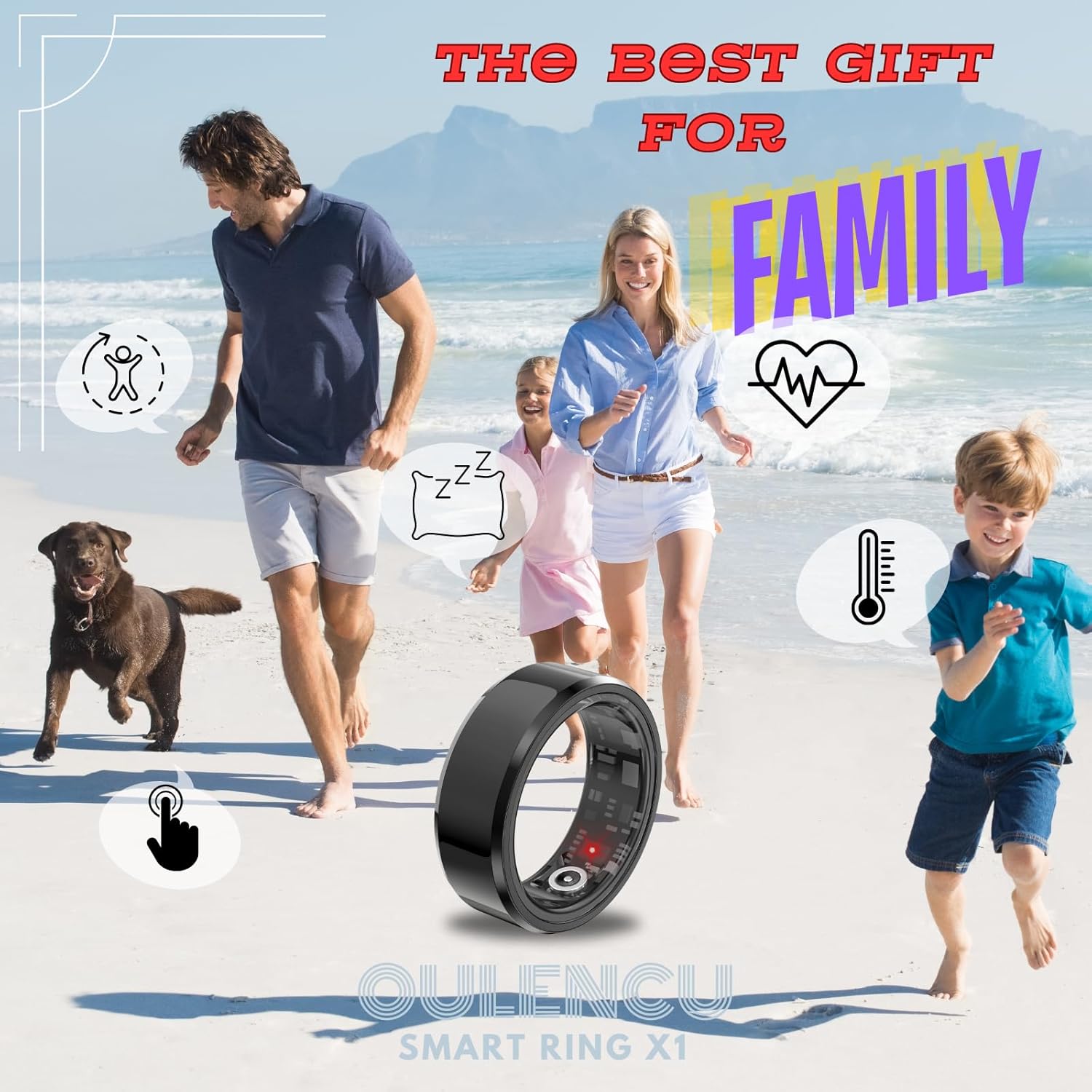 Smart Ring Health Tracking Sleep Tracker for Men and Women, Fitness Tracker, Heart Rate, Blood Oxygen Monitor, Calorie Tracker, Shake and Take Photos, Waterproof (Midnight Black, #12-67.2mm/2.65in)