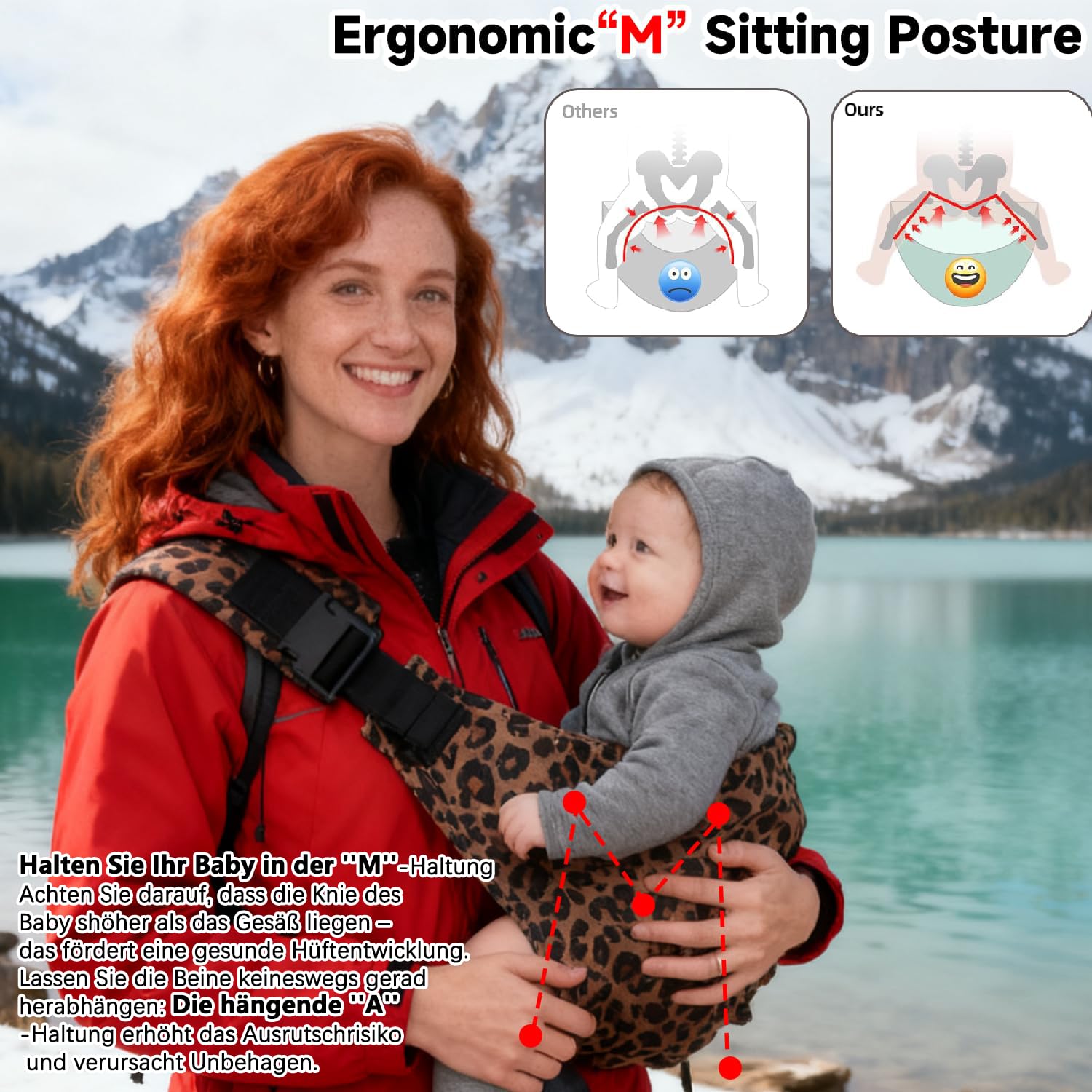 Écharpe de Portage Bébé Réglable Confortable Nouveau-Né 3-36 Mois Léopard