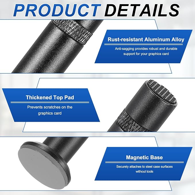 Soporte para GPU PATIKIL con base magnética ajustable negro miniatura 3