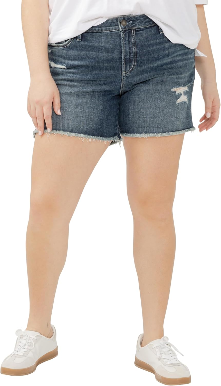 Silver Jeans Co. Women's Plus Size Suki Mid Rise Curvy Fit Short