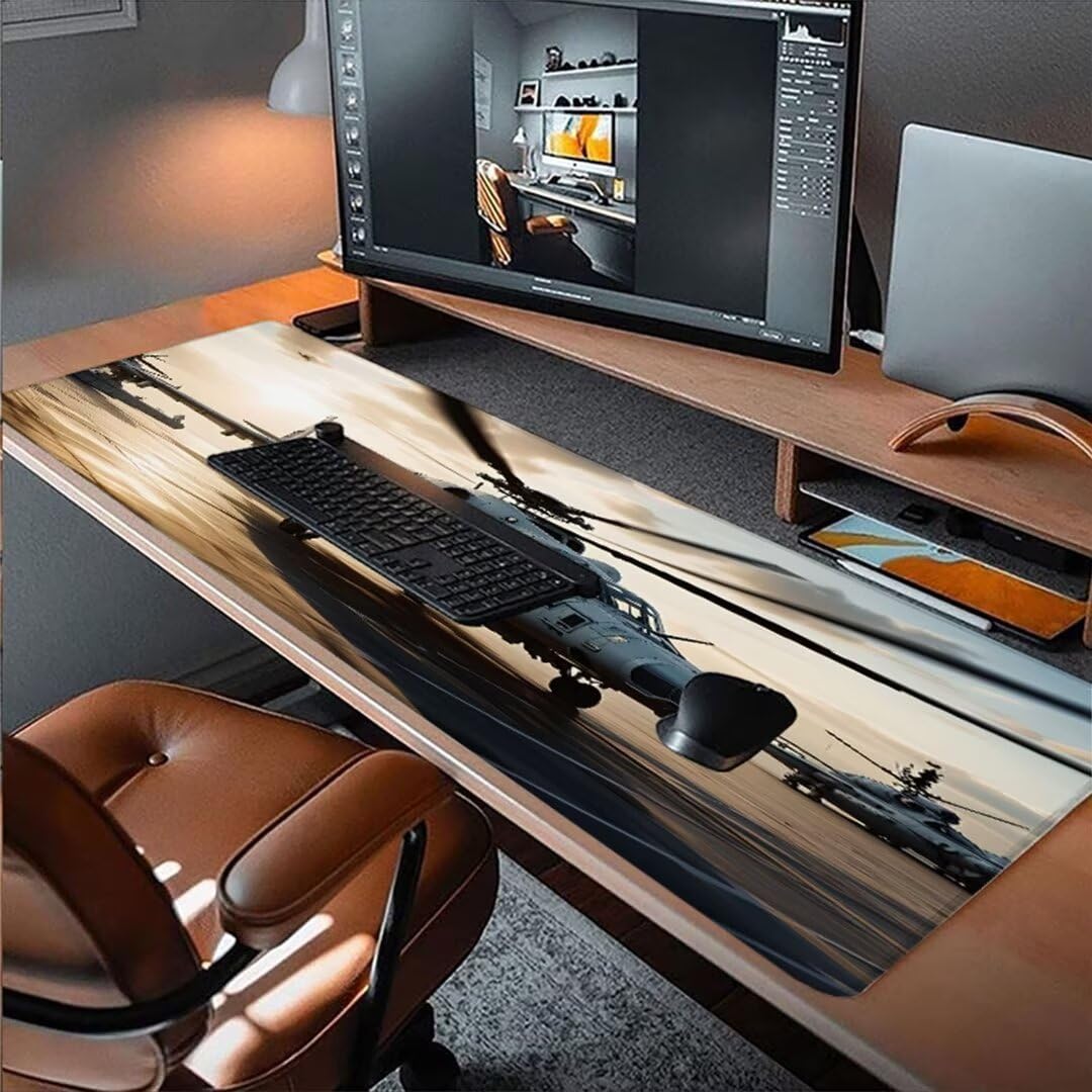 Tappetino Mouse Bianco Tappetino Scrivania,Aereo Tappetino Mouse Gaming,Impermeabile Mousepad XXL 1200x600x3mm,Antiscivolo Tappetino Gaming,Migliora Precisione e Velocità,Accessori Scrivania Hs-898