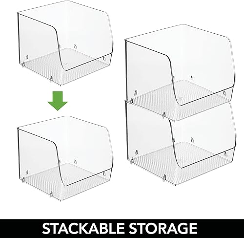 Miniatura 5 de mDesign - Cesta organizadora de plástico apilable con frente abierto. para armarios de cocina, despensa, oficinas, dormitorios y baños, 8.5pulgadas