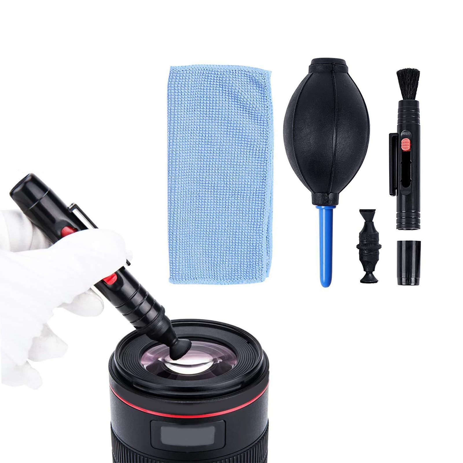 Kit Nettoyage Appareil Photo 3-en-1 - Stylo, Souffleur Air Et Chiffon Microfibre