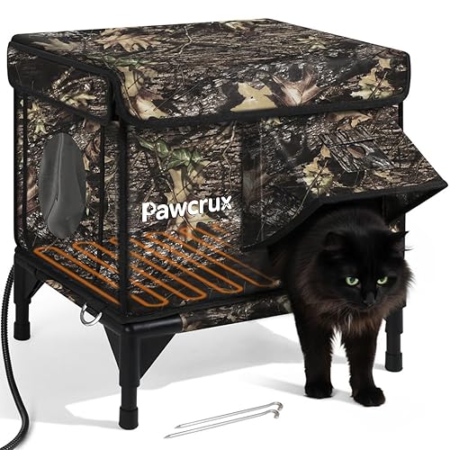 Heated Cat House for Outdoor Cats, Waterproof Insulated Outdoor Cat