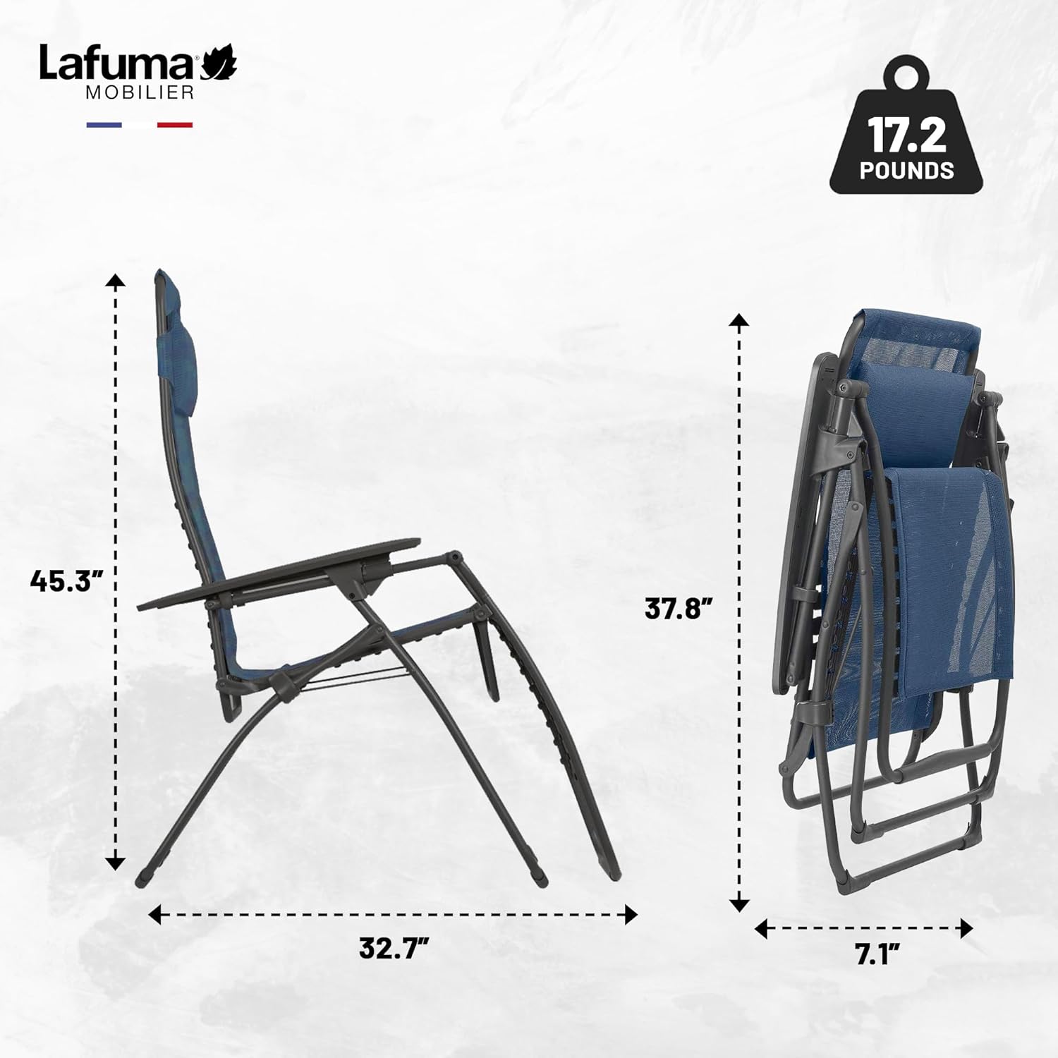 Lafuma Futura Zero Gravity Patio Recliner dimensions