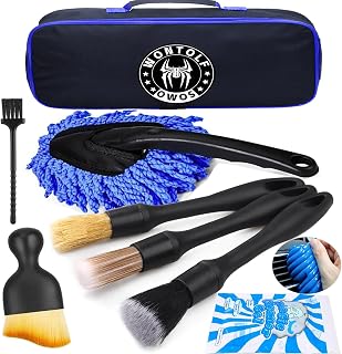 Wontolf 8PCS Car Detailing Brush Set, Ultra Soft Boars Hair Car Interior Detailing Brushes Kit, Car Cleaning Gel Supplies Kit, Car Dust Brush, Car Accessories for Interior
