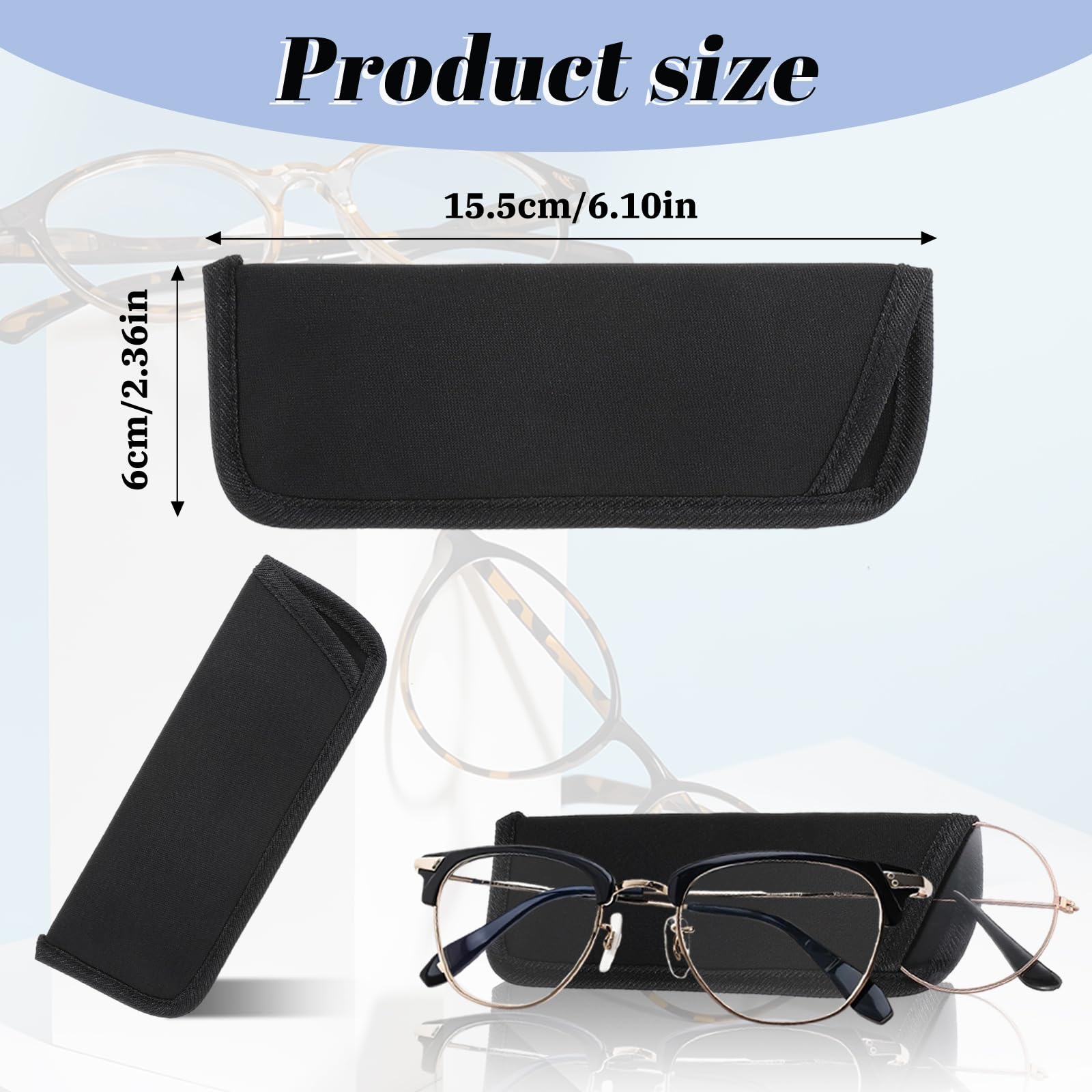 Soft Eyeglass Case 4 Pack Black Storage Glasses Pouch Holder, Fabric Spectacle Pouch Slip-In Eyeglass Pouch Travel Sunglasses Case Slip In Glasses Sleeve For Men & Women
