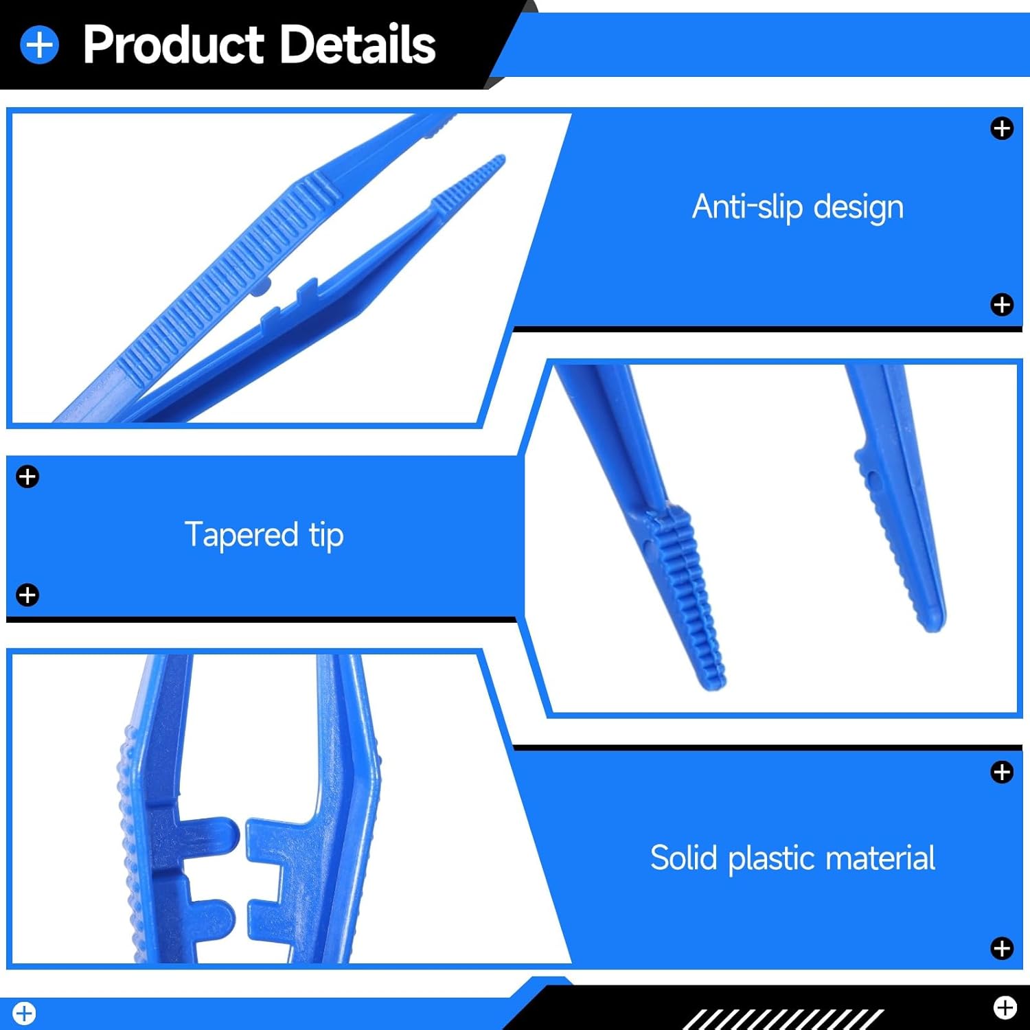 250 Pcs Disposable Plastic Forceps, Medical Crafting Tweezers With Narrow Tips And Finger-Ridge Grip For Lab Use