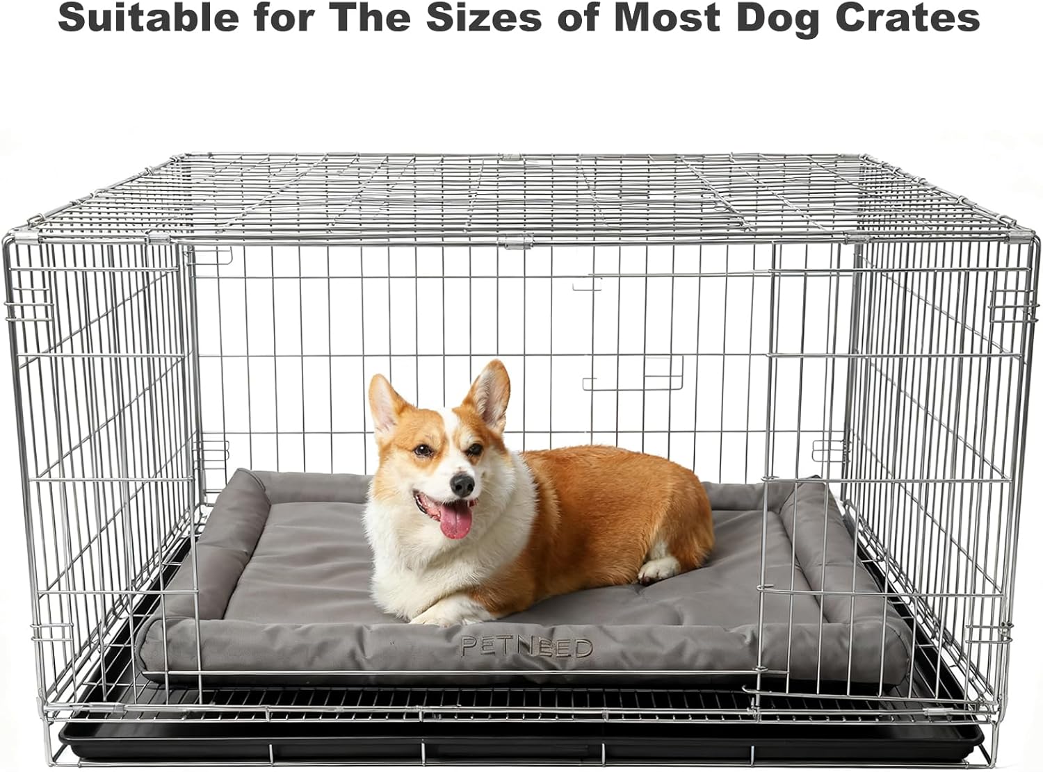 4-Season Water-Resistant Dog Beds for Metal Crates, Indoor & Outdoor Use for Dogs & Cats up to 30 lbs, Durable Oxford 900D Fabric, Plush Pillow & Supportive Foam, Washable (28 inches, Grey)