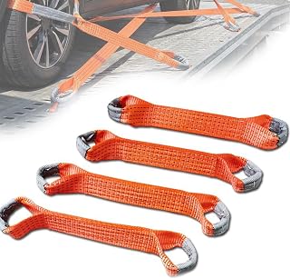 4 Pieces Car Transport Tension Straps, 50mm Short Wheel Safety Straps, Cross Strap for Tensioning Strap, Car Buckle Loop Trapezoidal Strap, Buckle Loops for Camping Suspension Climbing Cargo Securing | Tvärrem för spännband, bil spännrem trapetsband, surrslingor för camping upphängning klättring lastsäkring spännrem