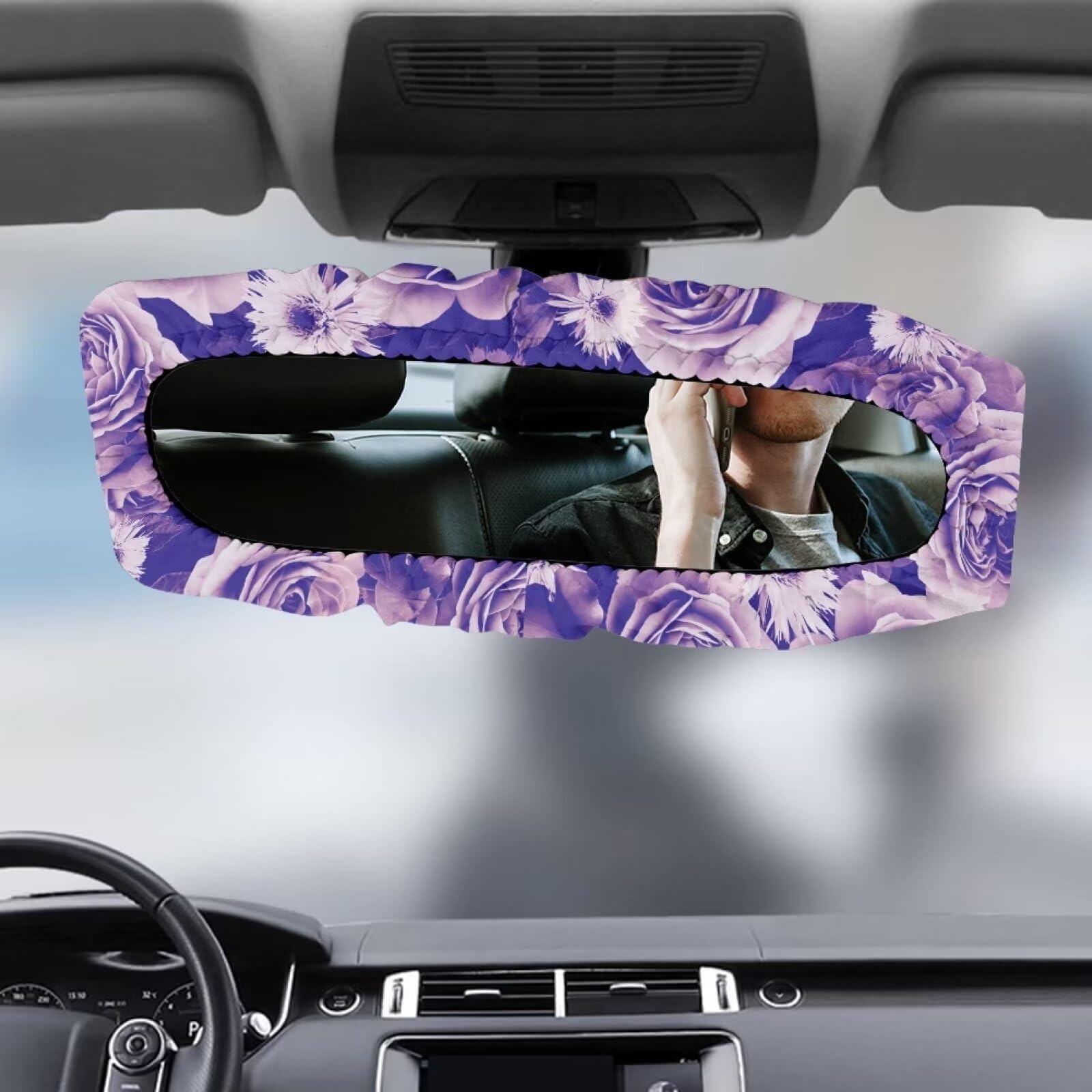 Car Rearview Mirror Cover – Colorful Dog Paw Print Neoprene Protector, Universal Fit, Easy Stretch-On