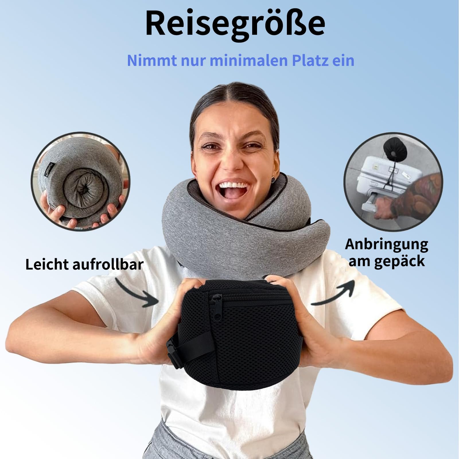 Dreamjoys Memory Foam Reisekissen - 360° Nackenstütze Für Flugzeug, Auto & Zug