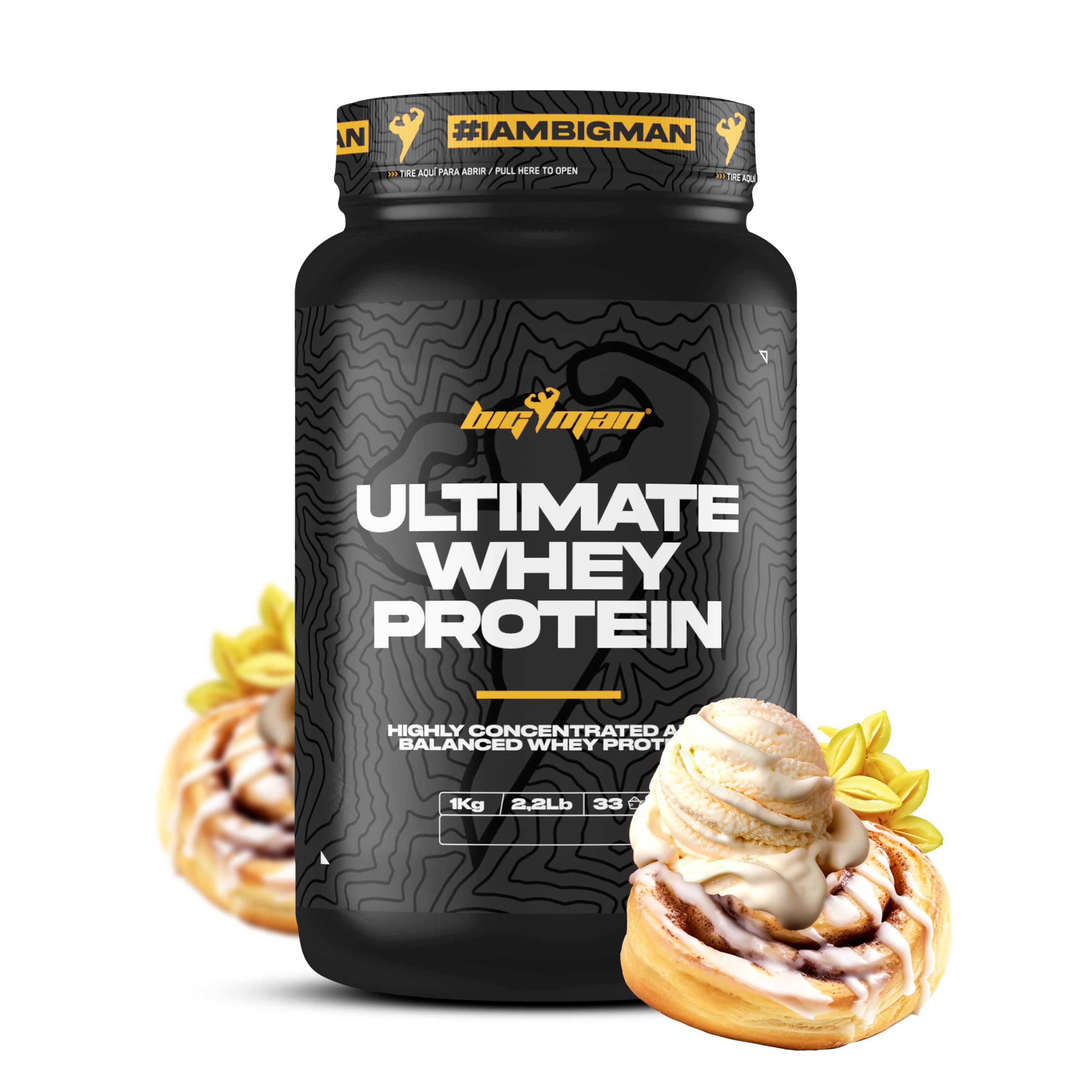 Pack BigMan Ultimate Whey Protein 1 kg + Creatina 180 gr | Proteína de suero de leche en polvo, Desarrollo de Masa Muscular y Recuperación, Fuerza, Resistencia. (1 kg, Vainilla Canela)