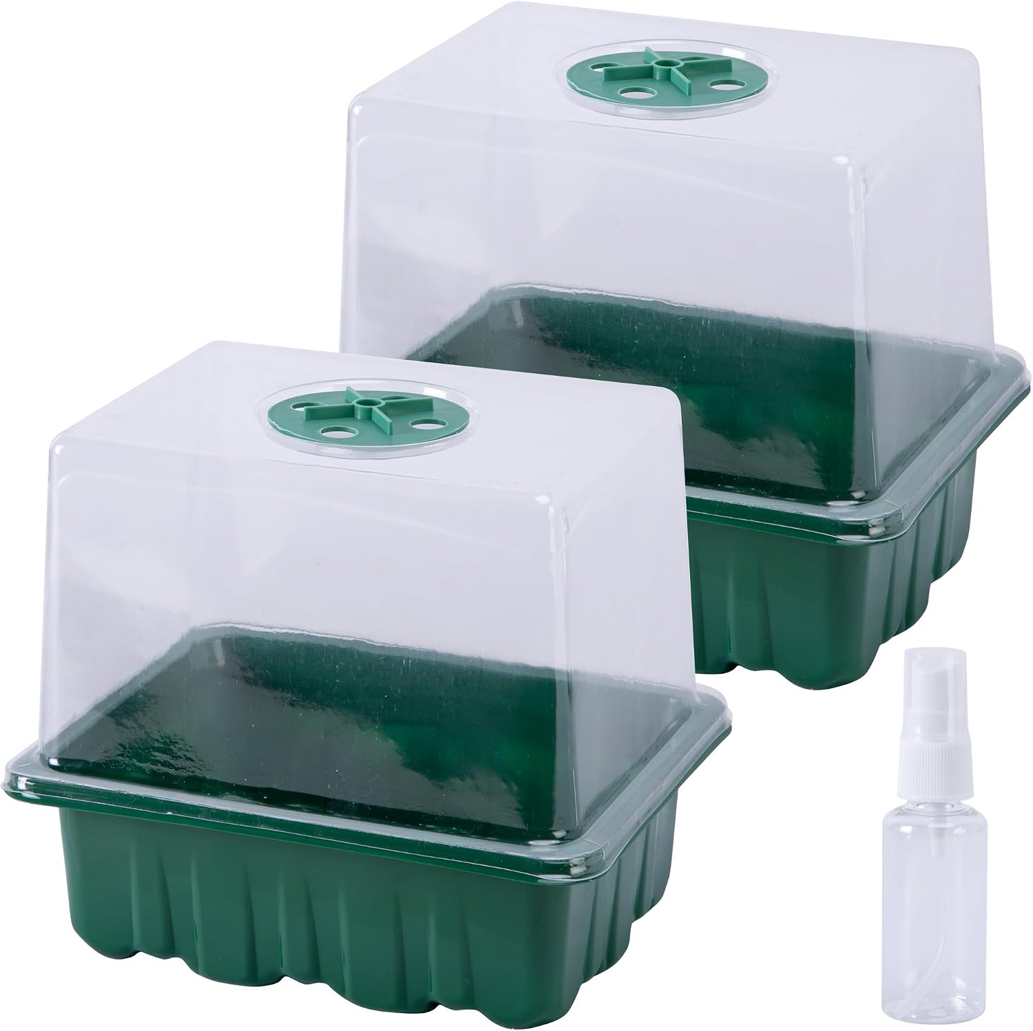 DECOHS 4 Pack Monotub Mushroom Grow Kit, 6.5" x 5" x 6.5" Small Mushroom Fruiting Chamber Propagation Boxes, Monotub Mushroom Growing Box Mini Greenhouse with Spray Bottle for Horticulture Supplies