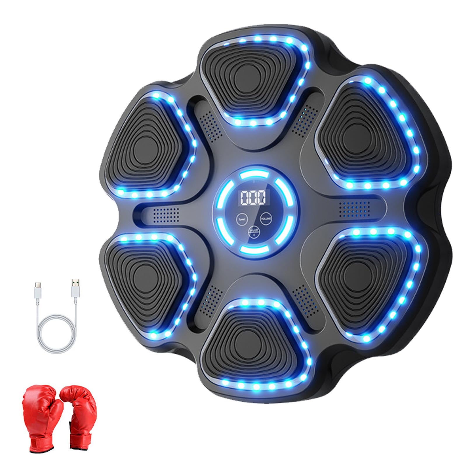 Macchina Da Boxe Musicale Smart Con Bersaglio LED, Bluetooth, Altezza Regolabile, Guanti Inclusi, Per Adulti E Bambini, Allenamento E Stress