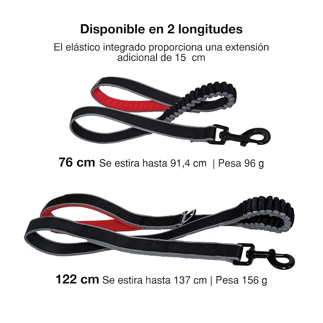 Foto 2 de 8 de Kurgo Springback Correa con Amortiguación, 122cm, Rojo/Negro