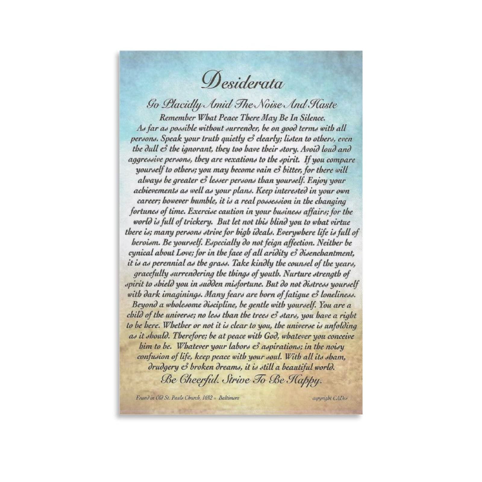 AIDEMEI Canvas Wall Art Prints Desiderata Poem Modern Abstract Canvas Art Wall Decor Artwork Picture Oil Painting for Bedroom Living Room Bathroom Office Home Decoratior Unframe 08x12inch(20x30cm)