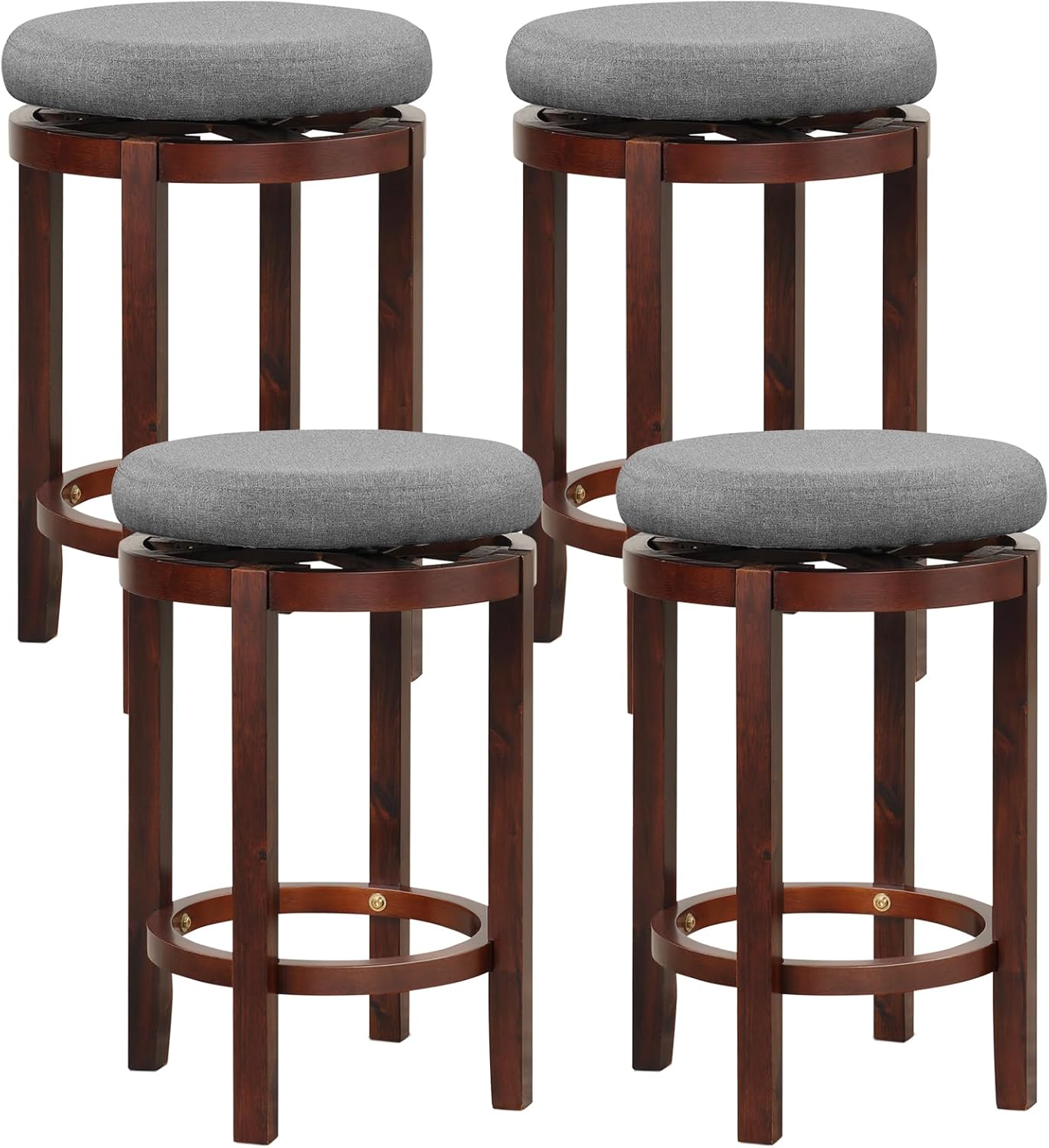 Giantex 26" Counter Height Bar Stools Set of 4 Backless Swivel Wood