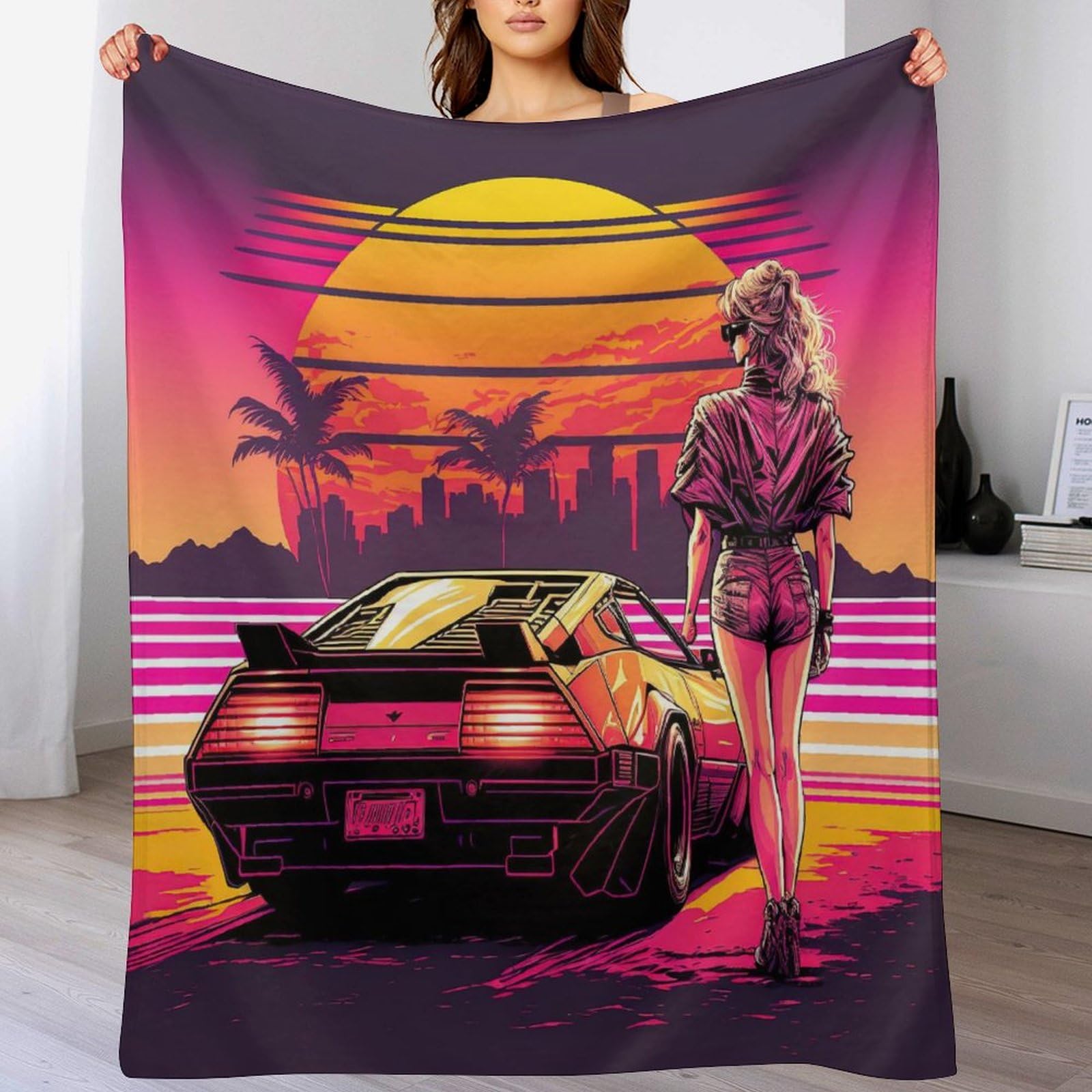 Couverture Néon Coucher de Soleil en Flanelle 130x180cm