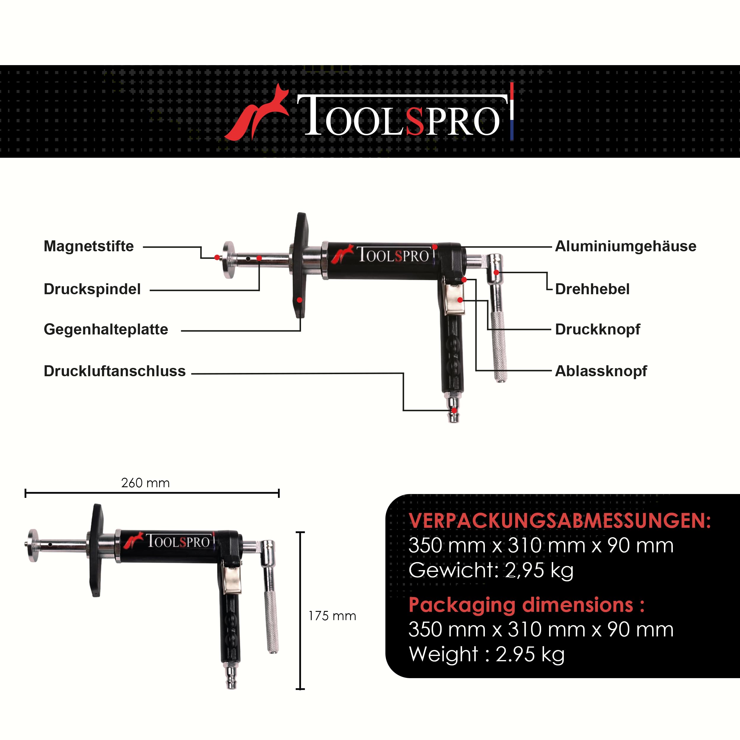 Repousse Piston de Frein Pneumatique - Rotation Gauche & Droite - 27 Pièces Coffret Professionnel Multimarque - Outillage Mecanique Auto - Marque Française