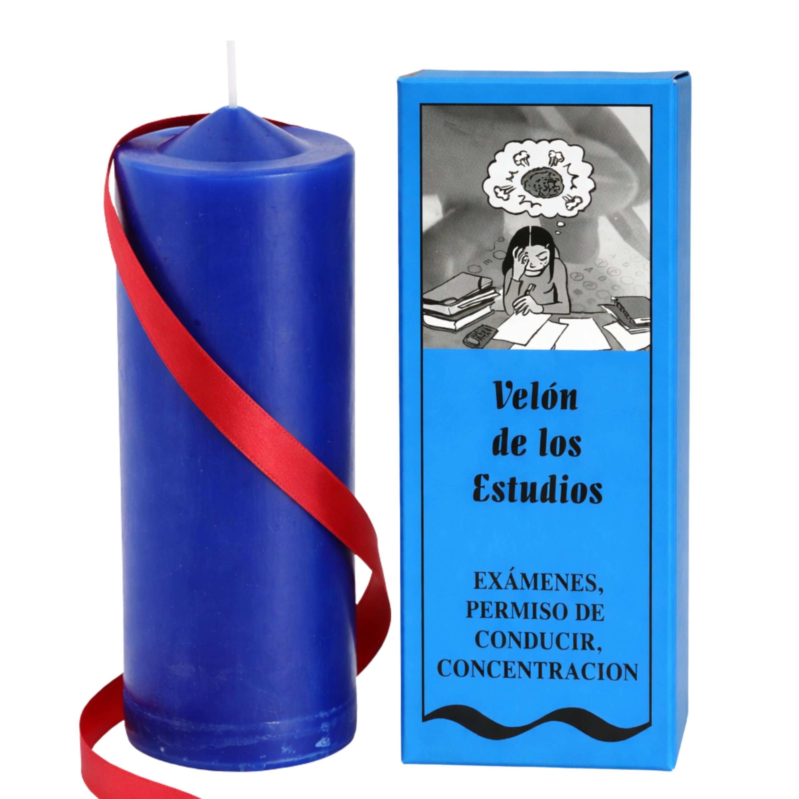 Velón Preparado para Estudios Azul – Vela Ritualizada para Exámenes, Oposiciones y Carnet de Conducir | Hecho a Mano con Hierbas | Incluye Instrucciones y Oración