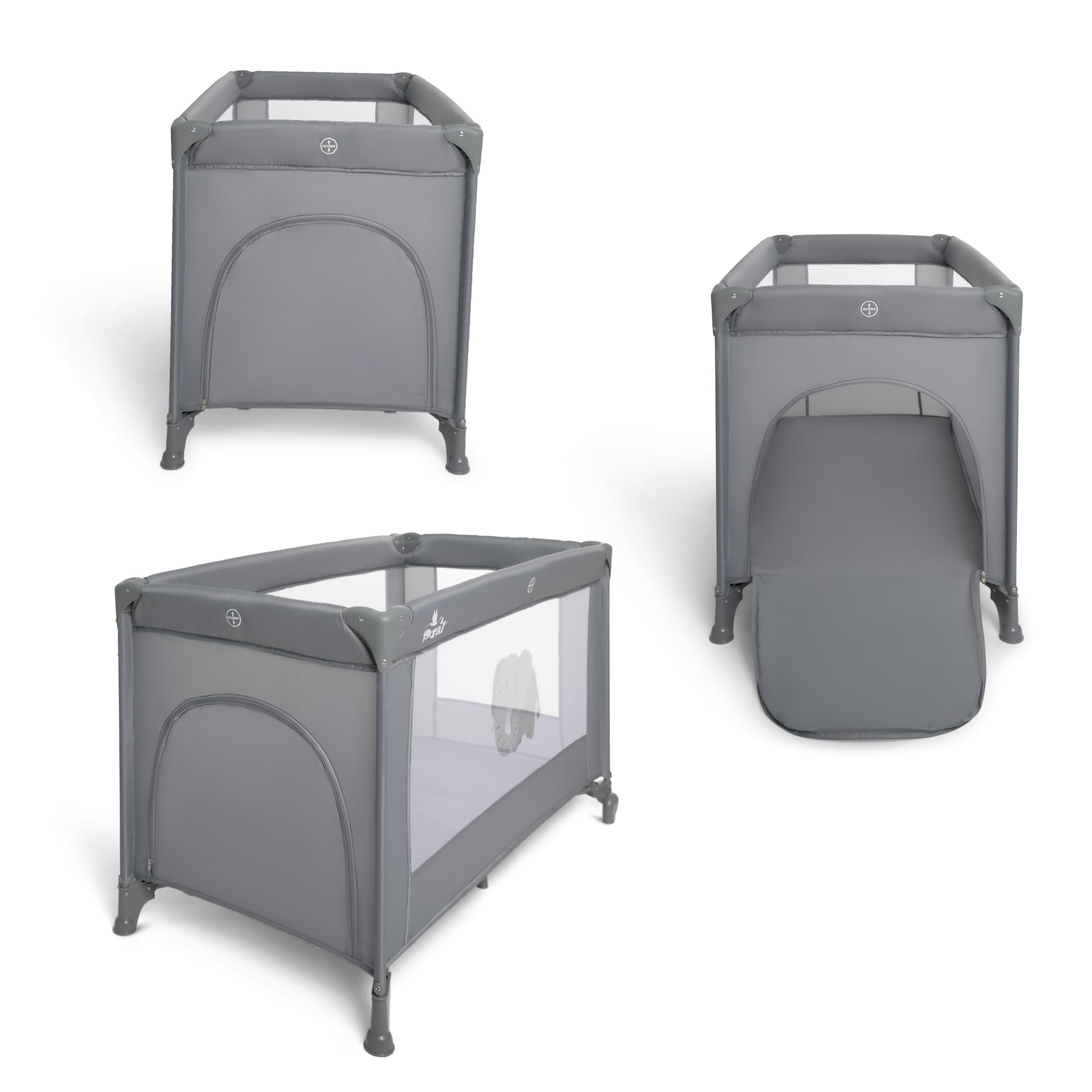 TORAL Cuna de Viaje Bebe con Colchon - Parque Cuna Bebe 2 en 1, Ideal para Casa y Viaje, Práctico Parque Infantil para Jugar Modelo Adventure Gris