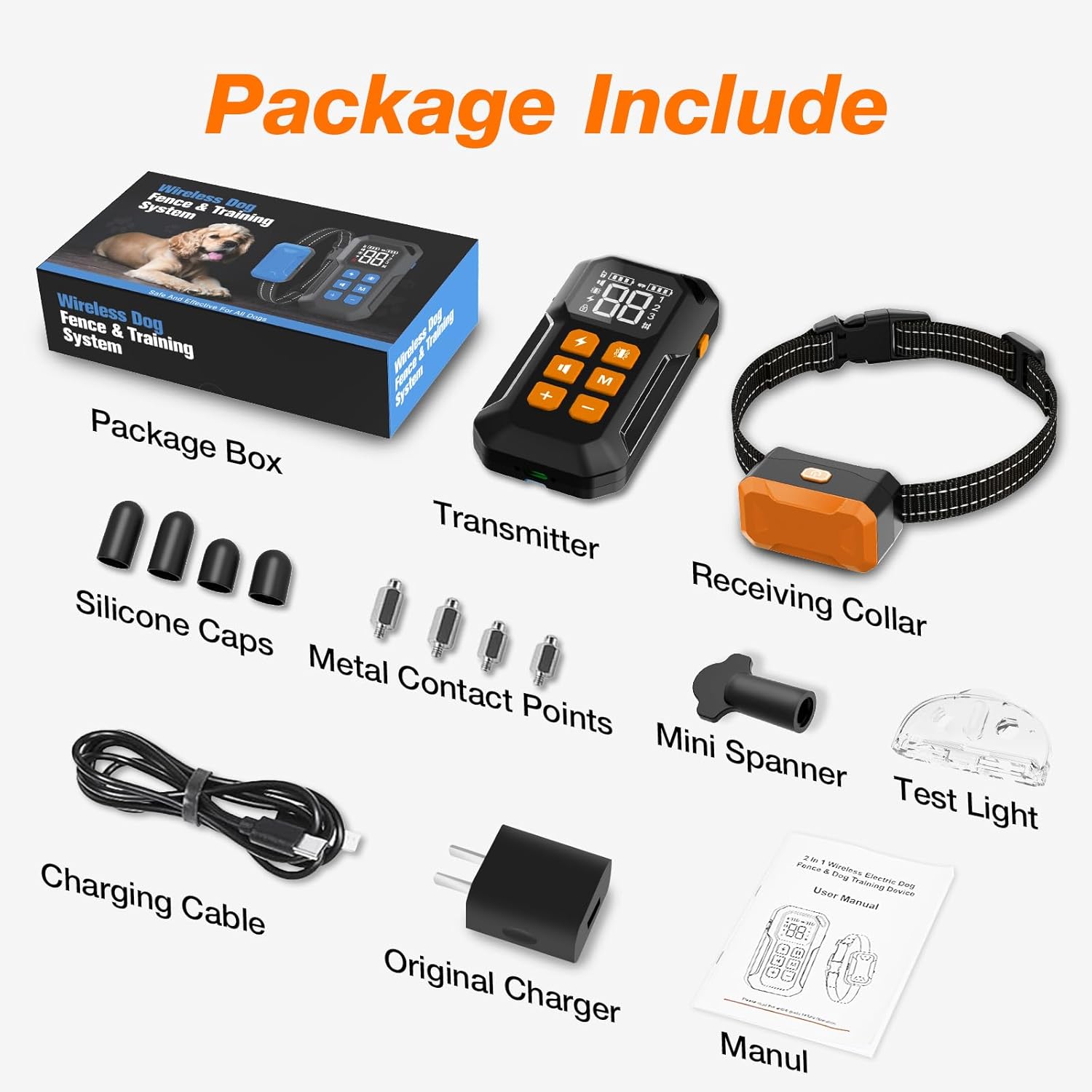 Wireless Dog Fence,Electric Dog Fence Rechargeable,Dog Fence Outdoor for Yard,Dog Training Collar Boundary Containment System with Remote Control,IPX7 Waterproof,Portable