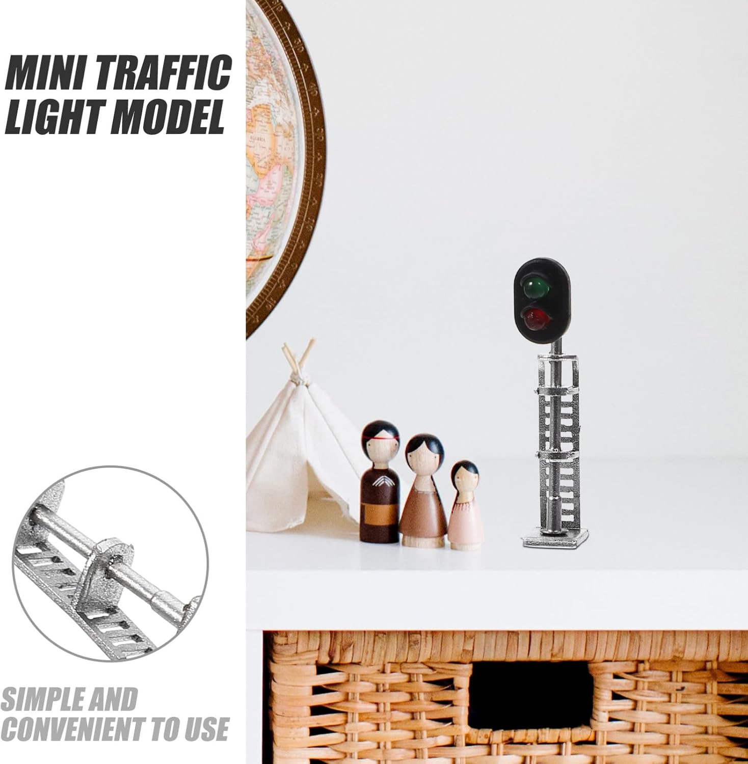 Miniature Traffic Light Model for Train Scenery 1:87 Scale Decor Realistic Functionality for DIY Sand Table and Garden Decoration