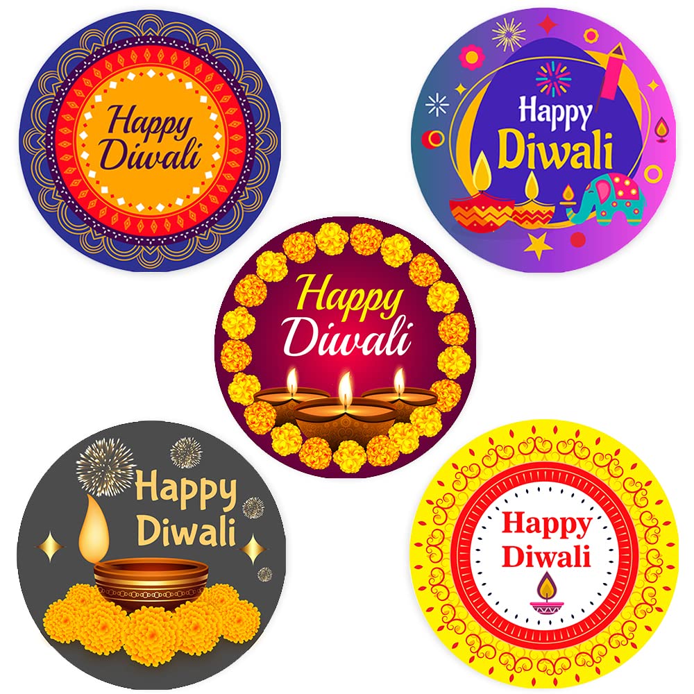 Pack of 30 Diwali Festival Party Stickers (Size 40 mm) Waterproof Labels Packwith® #P3683