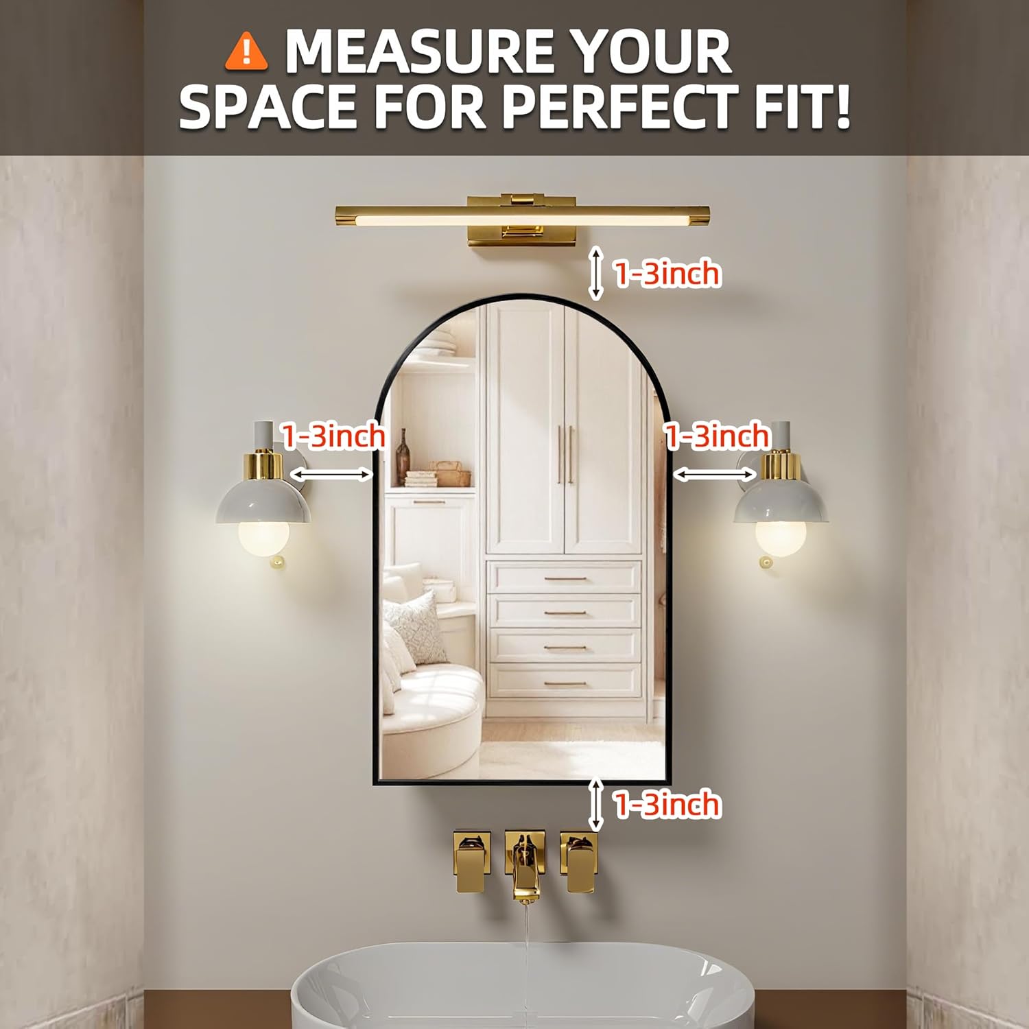 Arched Medicine Cabinet Mirror No Assembly Needed Bathroom Mirror with Storage Recessed or Surface Mount Options (Black, 25.6" L x 15.8" W)