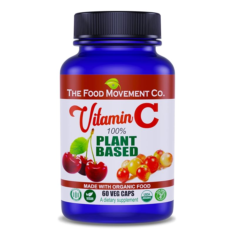 THE FOOD MOVEMENT CO. Suplemento de Vitamina C vegana 125 mg 60 cápsulas
