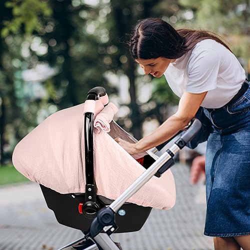 Miniatura 7 de Hooyax Funda de asiento de automóvil de muselina para bebé, toldo transpirable y de privacidad con 3 modos, fácil de instalar y embalaje en caja de