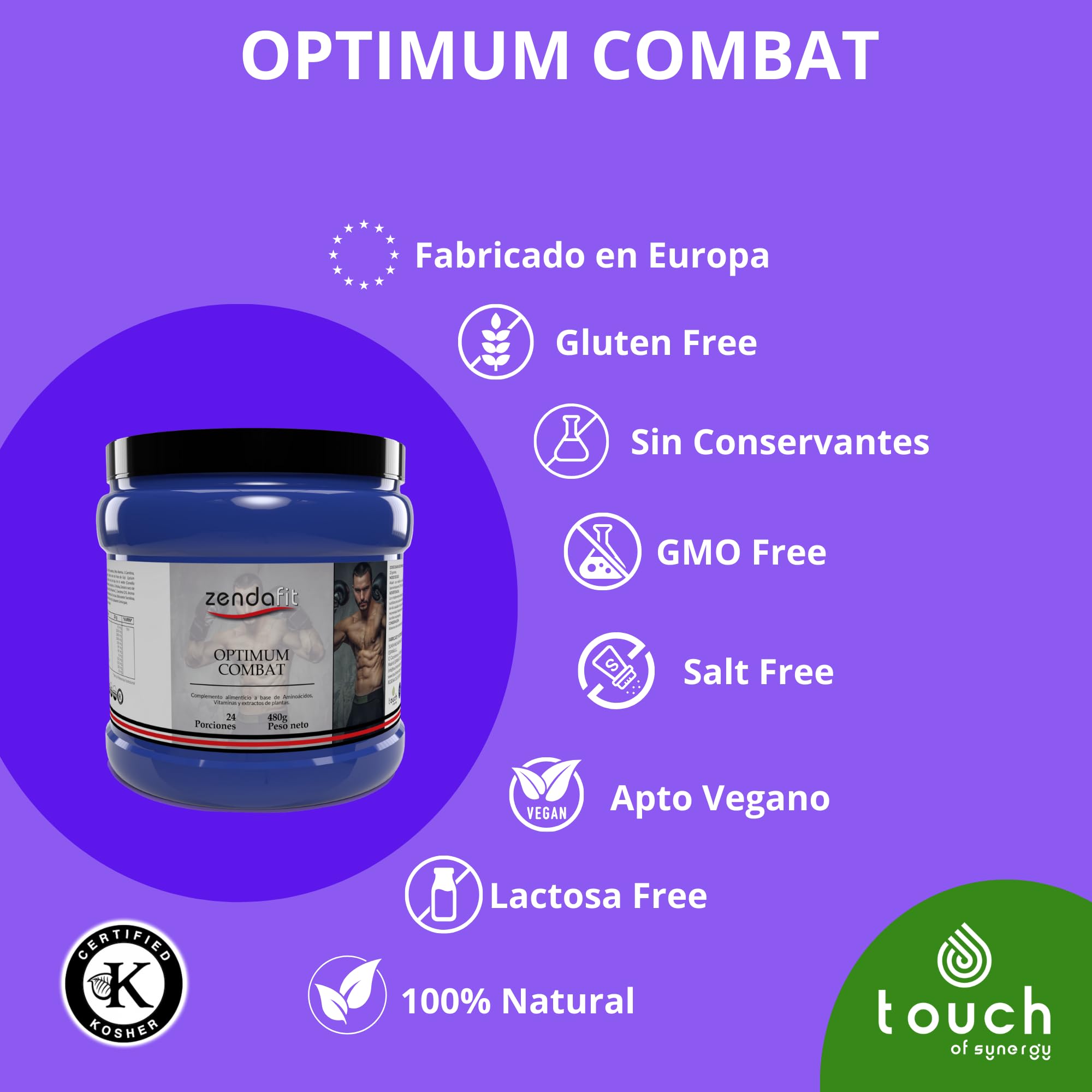 ZENDAFIT - Optimum Combat - 480 Gramos - Fórmula Inmunitaria con Vitamina C, Zinc, Equinácea y Propóleo - Refuerza las Defensas Naturales y la Salud Respiratoria
