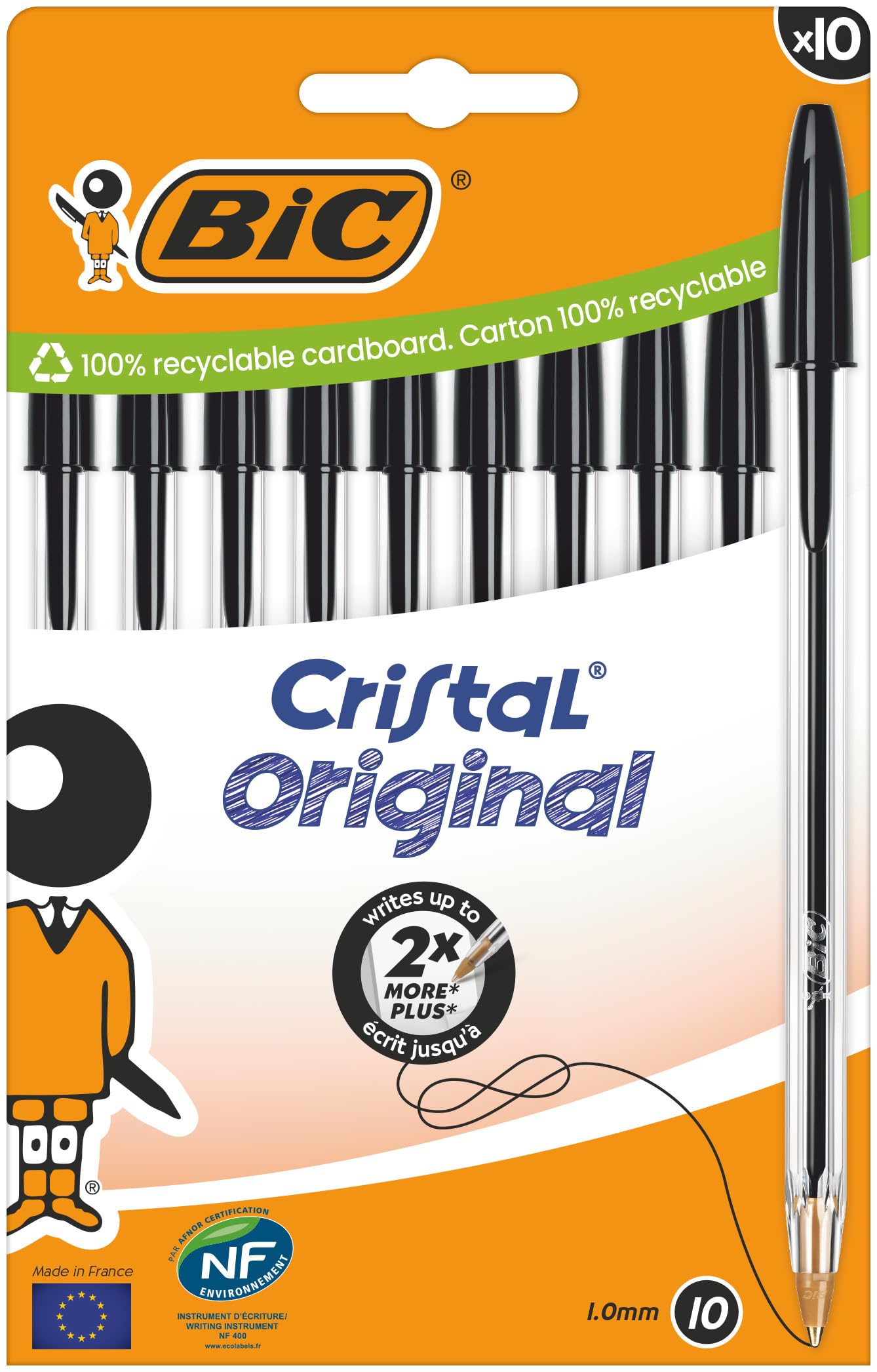 Maped Free Writer Penna A Sfera Retrattile - Punta Media 1.0 Mm - Inchiostro Nero - Scrittura Fluida