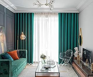 Tolldek Pack de 2 cortinas de salón para ventanas, cortinas para habitación infantil, monocolor, poliéster, ojales para dormitorio, 132 x 183 cm, color verde