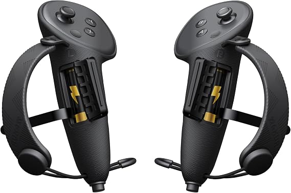AMVR Extended Controller Grips Cover Compatible with Meta/Oculus Quest 3S/Quest 3 Accessories, with Battery Opening Cover and Knuckle Straps Protector
