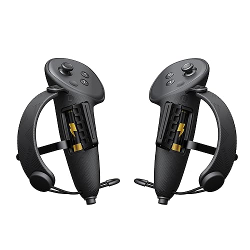 AMVR Extended Controller Grips Cover Compatible with Meta/Oculus Quest 3S/Quest 3 Accessories, with Battery Opening Cover and Knuckle Straps Protector - Extended Version