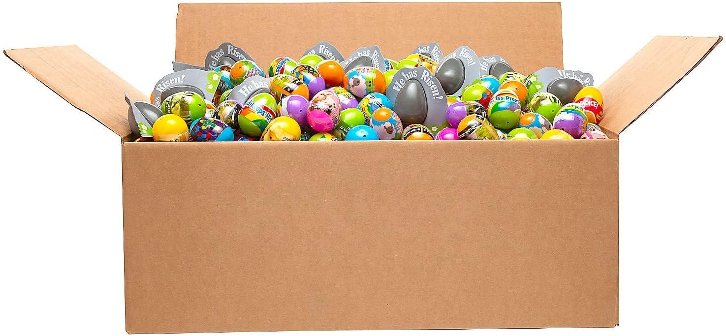 Fun Express 2" Bulk 504 Piece Religious Toy-Filled Plastic Easter Egg Assortment, Great For Easter Egg Hunts At Church and Home