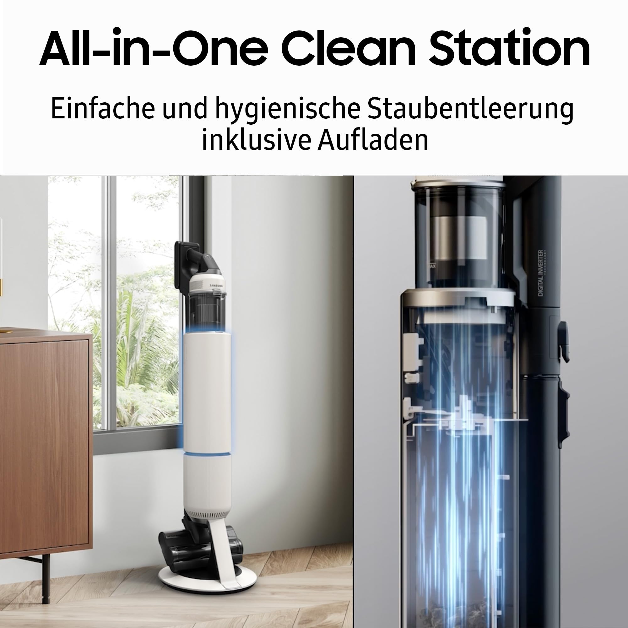 Samsung VS80F28ELP/WD Bespoke AI Jet PetPRO, Akku-Handstaubsauger mit Tierhaar-Bürste, Inkl. Zubehör, 280 W, All-In-One-Station, Jet Dual+ Bürste, Pet Tool+, Kombidüse, Teleskop‑Fugendüse, Pebble Gray
