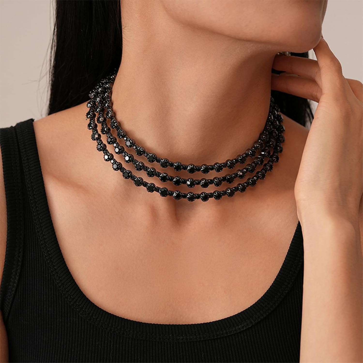 Silver Rhinestone Necklace for Women Sparkly Tennis Choker Necklaces for Woman Layered Wedding Necklaces for Brides Rhinestone Jewelry - Image 2