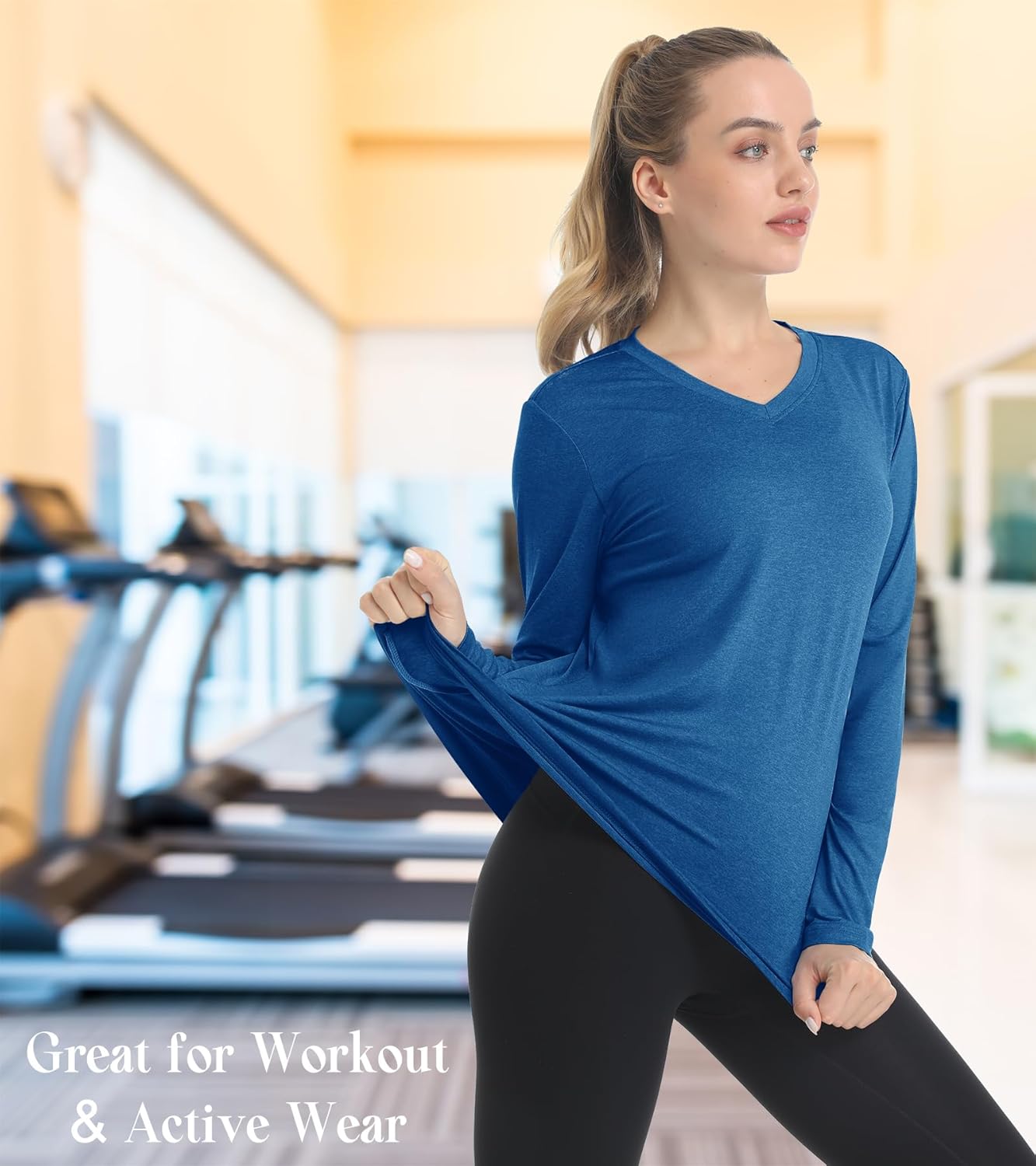 EKLENTSON Women's Long Sleeve T Shirts V-Neck UPF 50+ UV Sun Shirt Quick Dry Performance Tees Workout Athletic Tops - Image 4