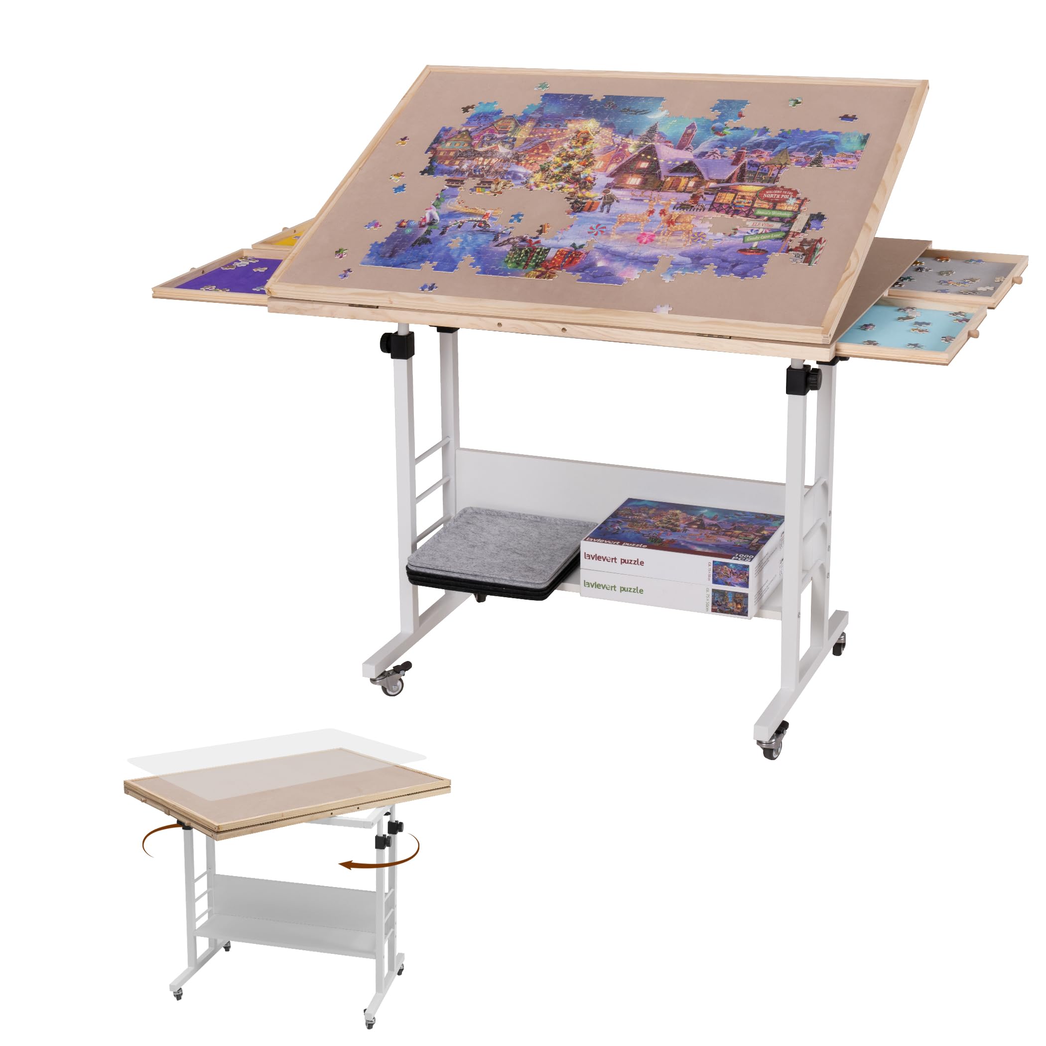 Rustic Adjustable Puzzle Table Snapklik.com : LAVIEVERT Tilting & Rotating Puzzle Table