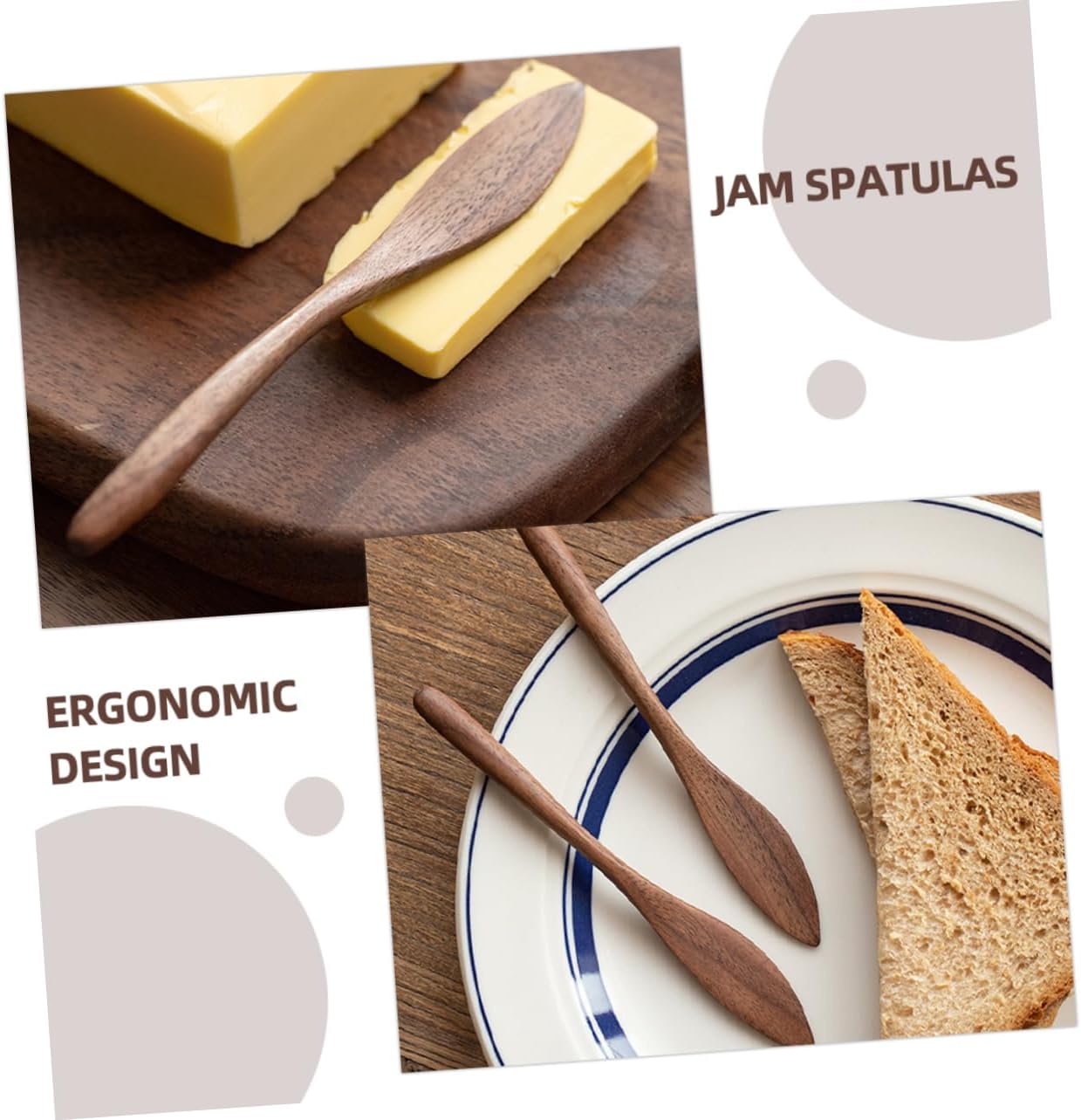 Wooden Butter Scraper Jam Spreader with Ergonomic Handle