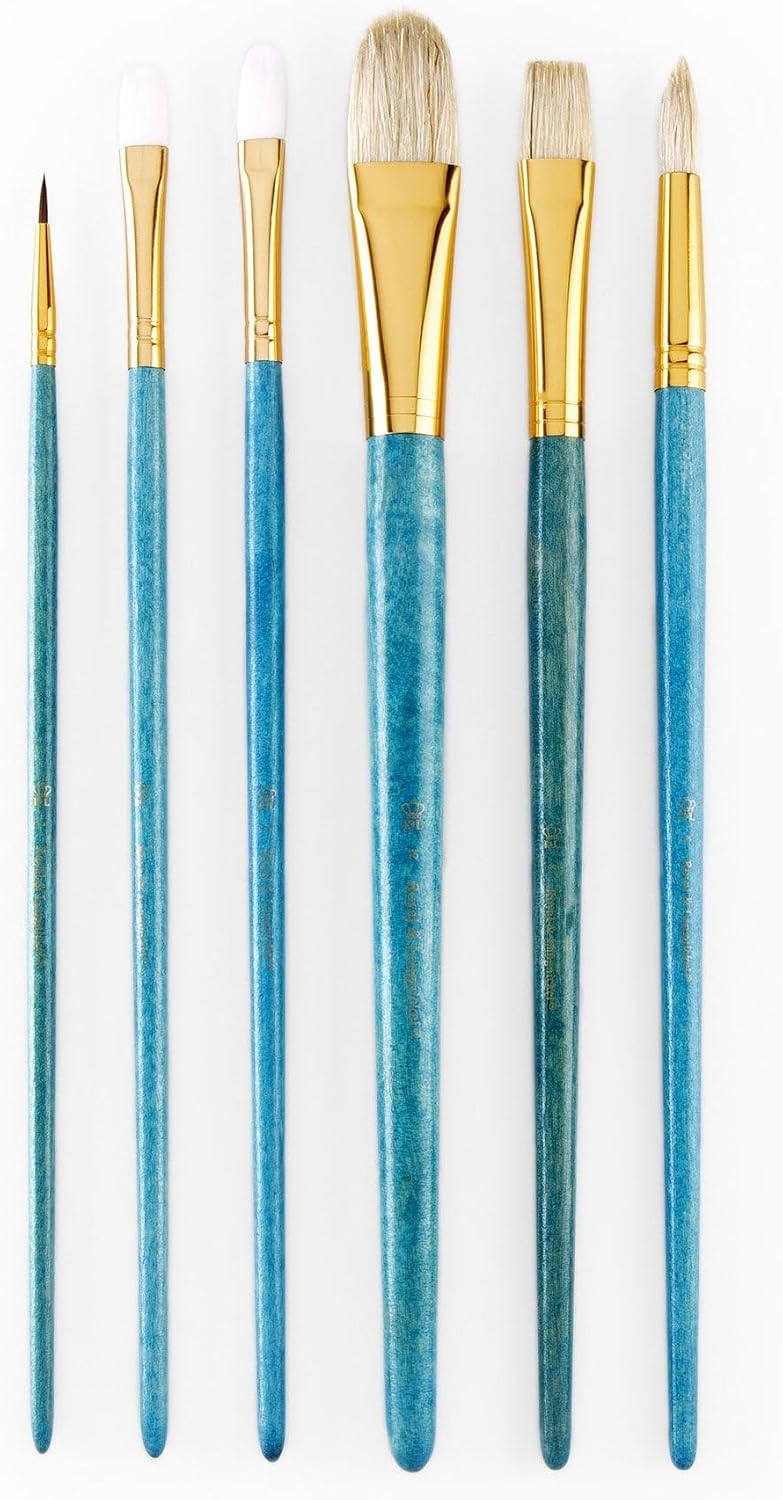 Royal & Langnickel Royal Zip N' Close Camel Bristle White Taklon Variety 6-Piece Brush Set