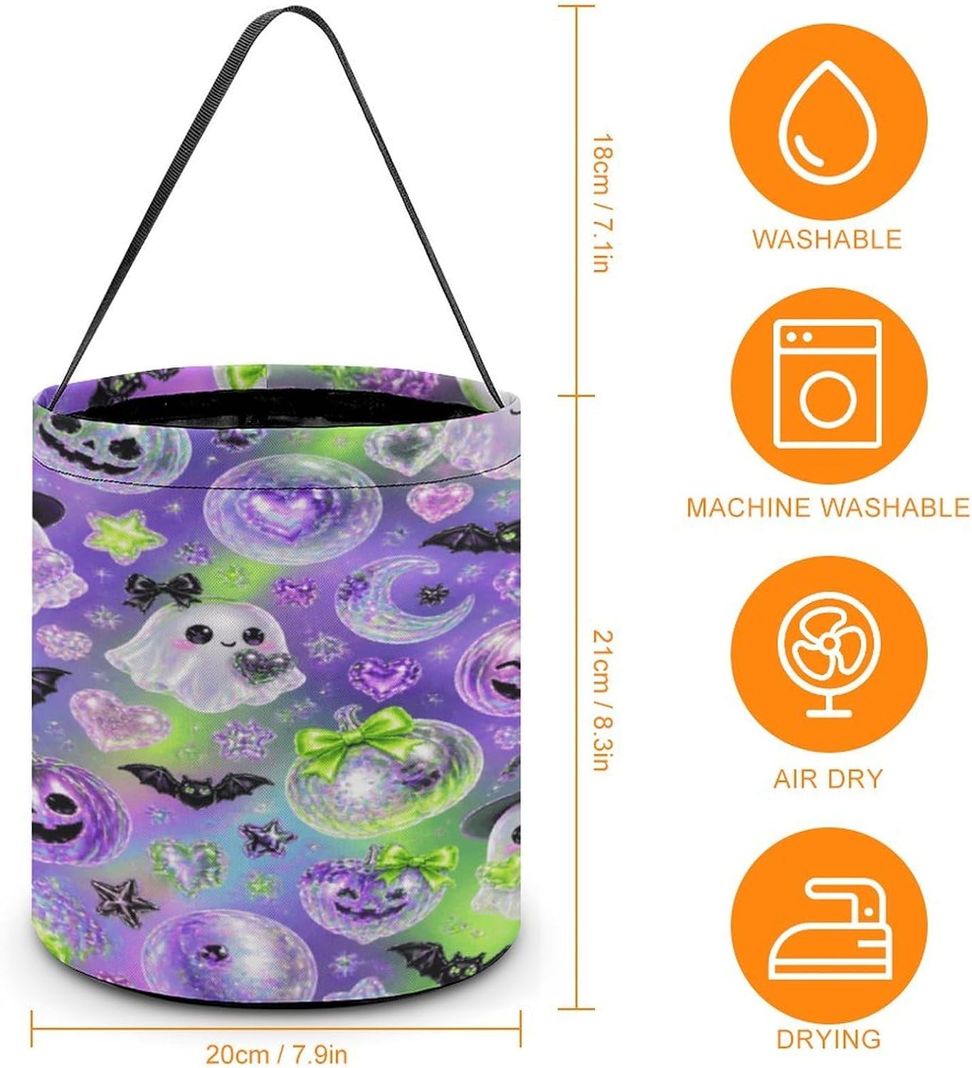 Foam Shade Halloween Trick Or Treat Bucket Candy Tote Hand‑held Pouch for Cosplay Theme Party Gift Storage image 2