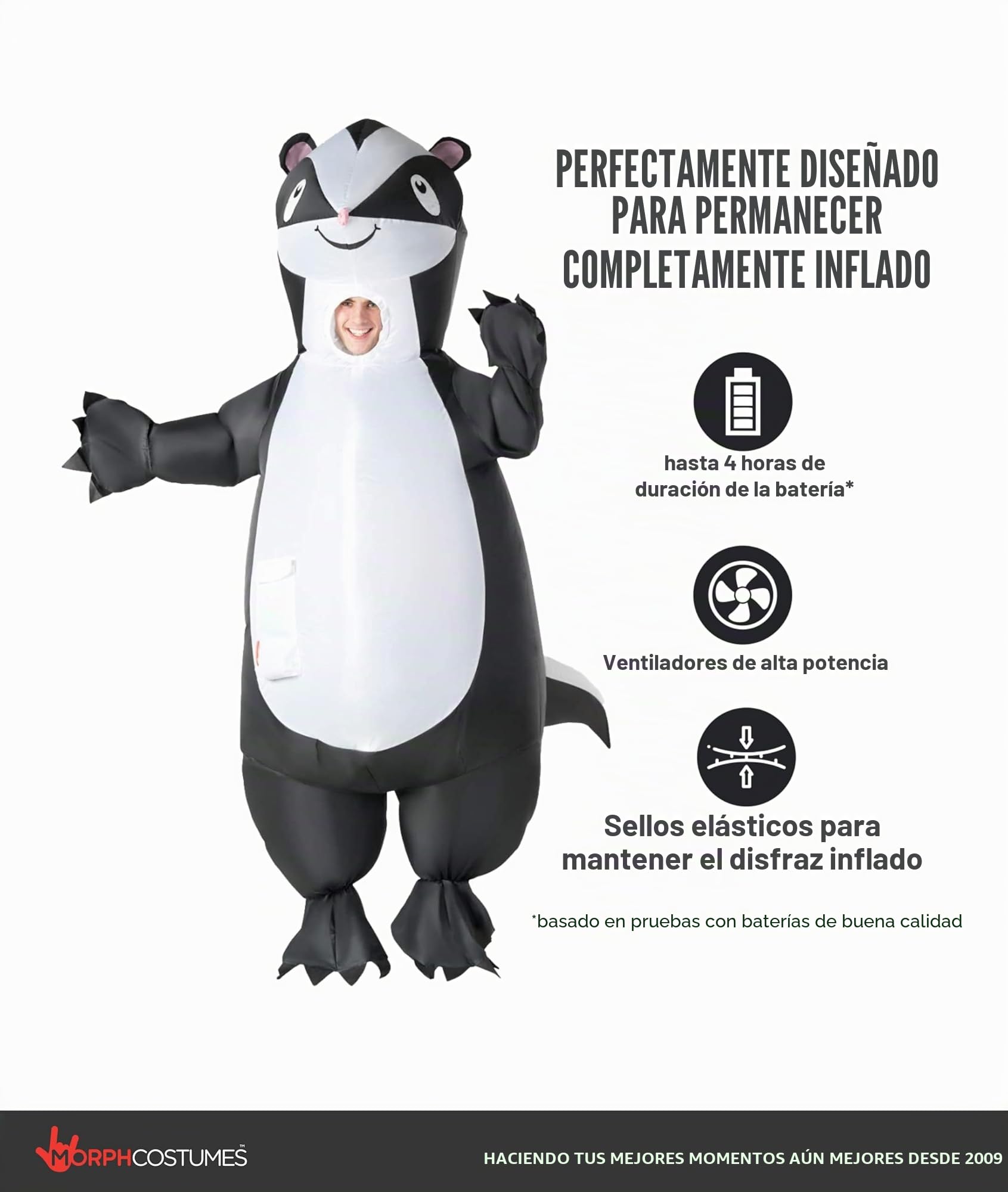 Morph Disfraz Hinchable Adulto Mofeta, Disfraces Hinchables Animal, Traje Inflable, Disfraz Carnaval y Halloween Adulto