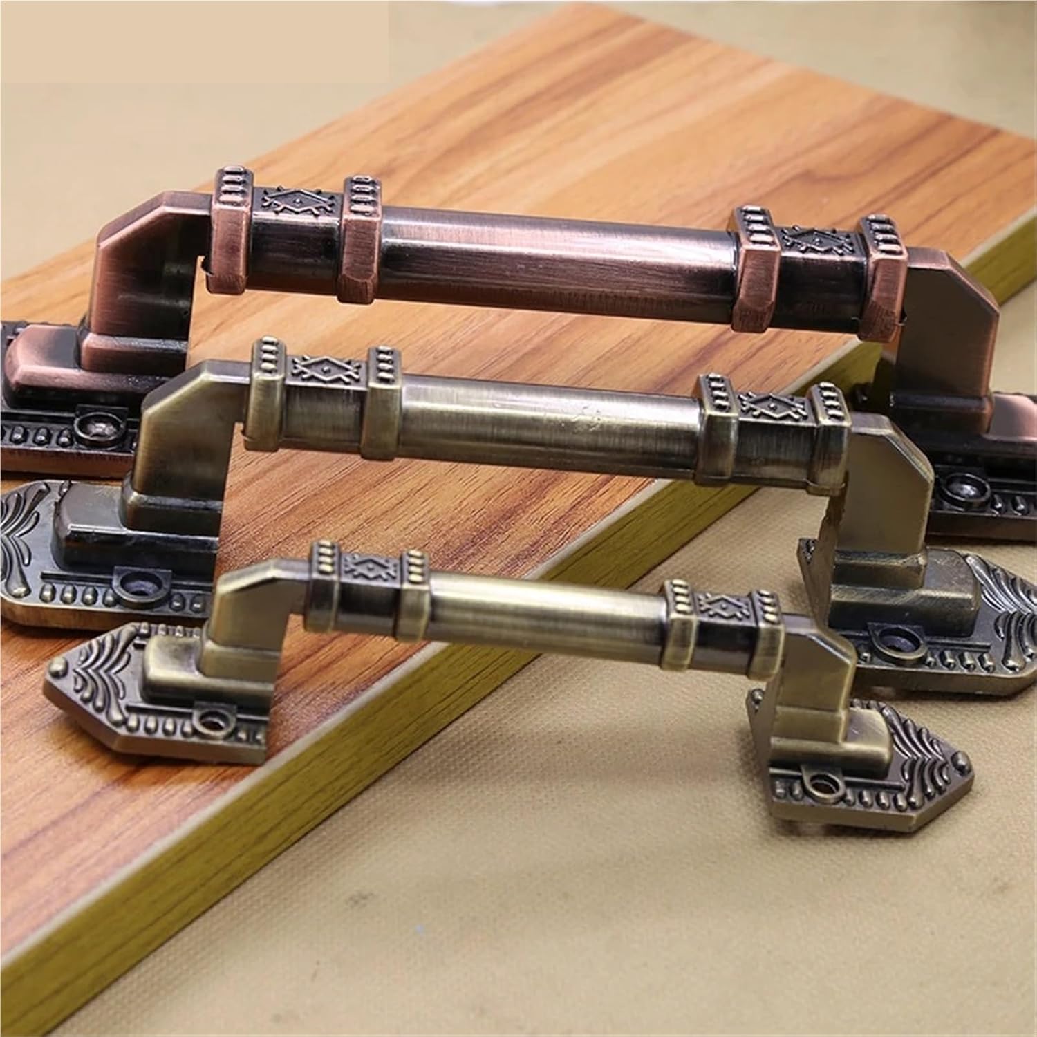 Aluminum Alloy Furniture Cabinet Hardware Bronze Door Handle Vintage Wardrobe Cabinet Drawer Knobs Pull Handles Furniture Knobs 1Pcs(Retro Red 96mm)