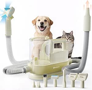 Dog Grooming Vacuum with 7-in-1 Grooming Kit, Clipper, Nail Grinder, and Adjustable Speed