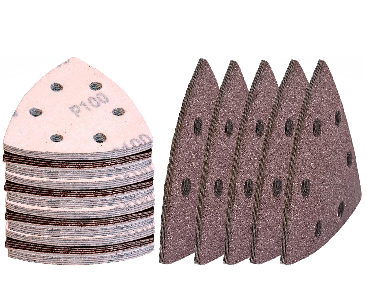 Lot 120 Triangles Abrasifs Delta 93 Mm 6 Trous - Grains 40/60/80/120/180/240 - Papier De Verre Pour Ponceuse Delta