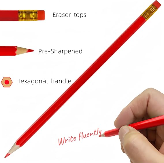 72 Pcs Erasable Checking Pencils, Pre-Sharpened, for Marking, Coloring, Tests, Grading, Office, (Multicolor)